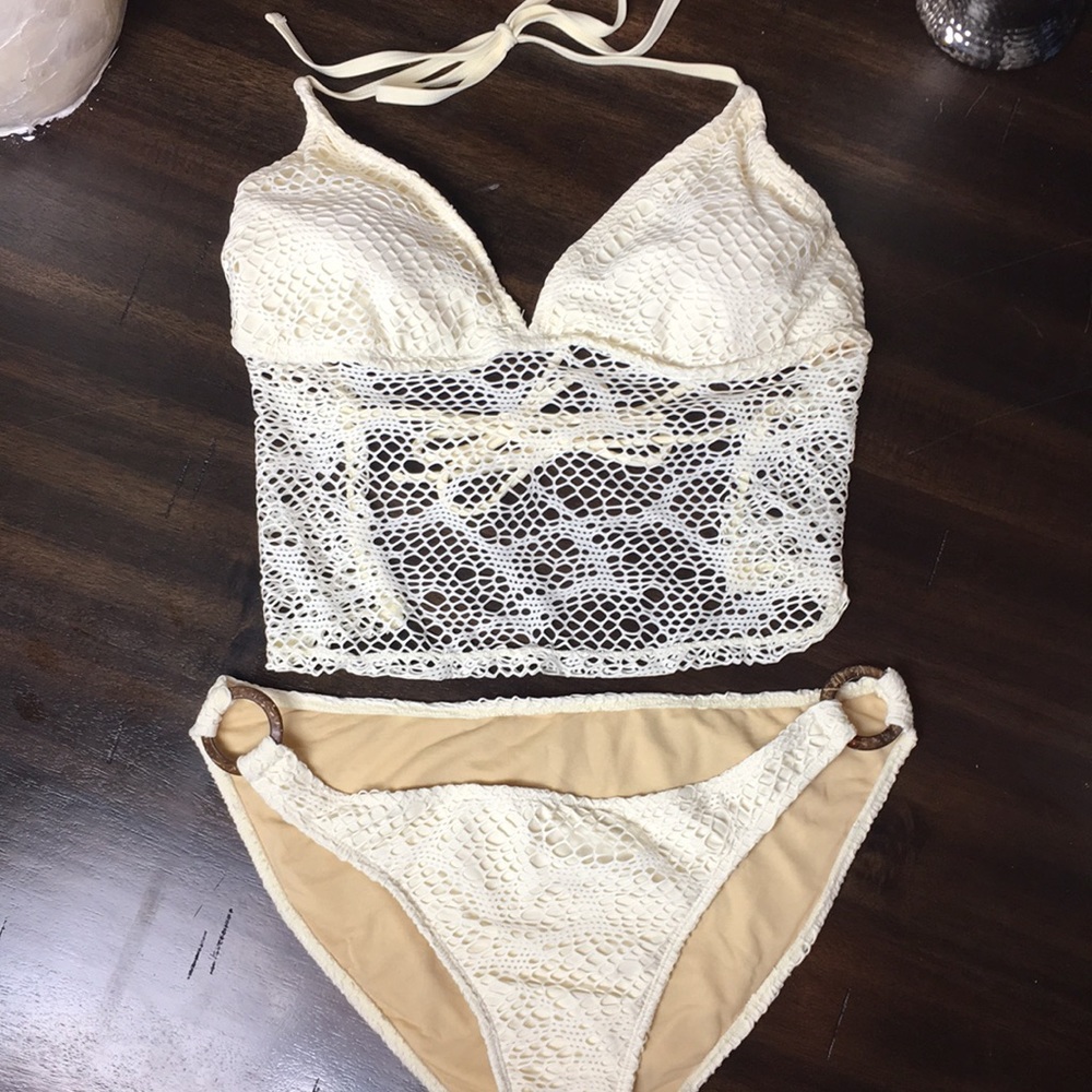 No Boundaries Cream Crochet 2 piece Swimsuit XL